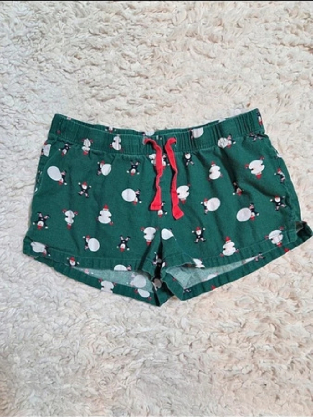Old Navy Holiday Gnome Pajama Shorts Green & Red